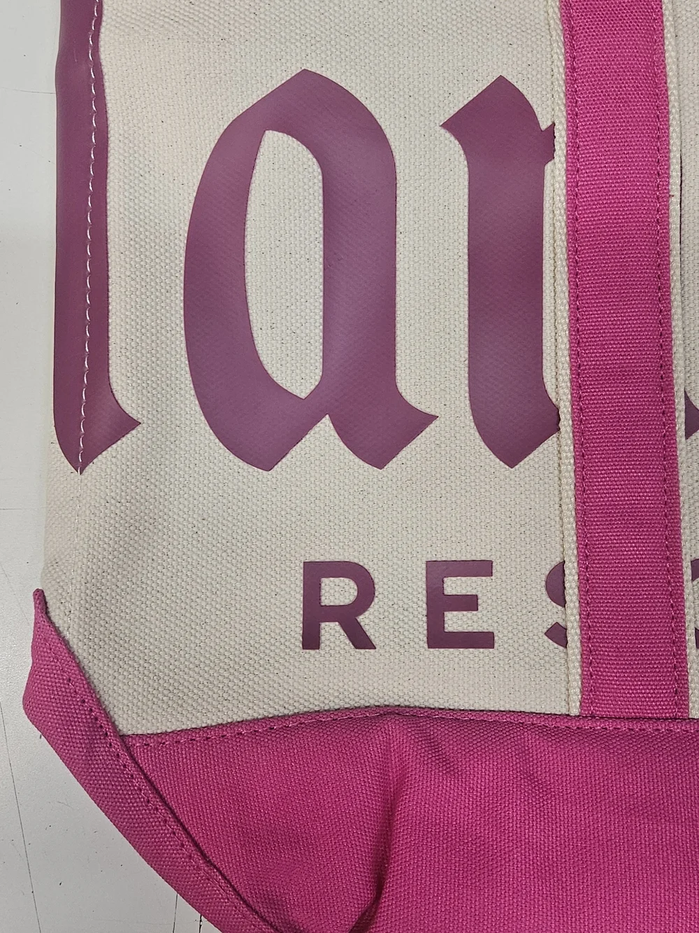 Pink Canvas Tote Bag with Logo Detail